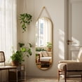 thumbnail image 2 of BEAUTYPEAK 48" x 16" Full Length Mirror Oval Hanging Wall Mirror with Leather Strap,Gold, 2 of 15