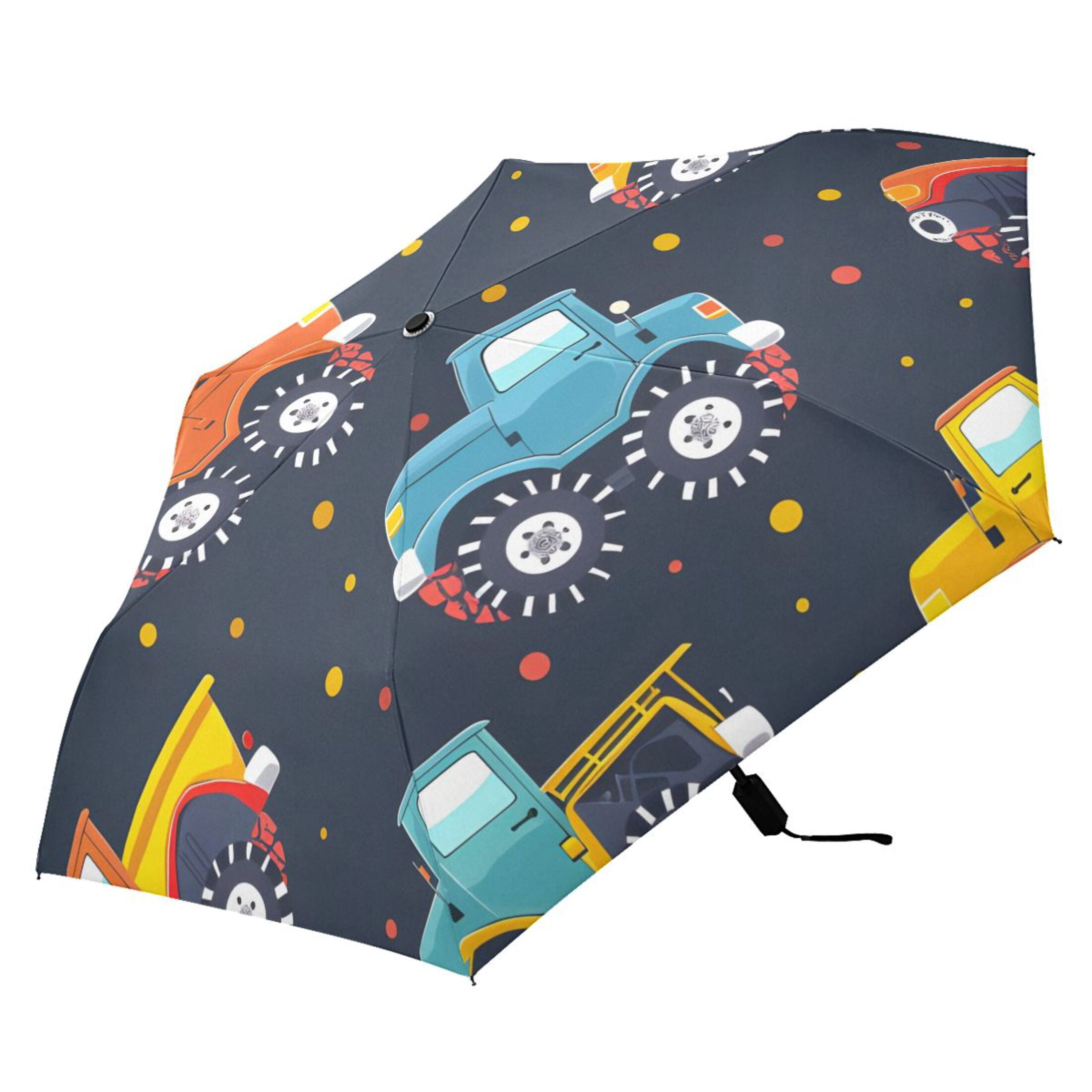 ALAZA Cute Vehicles Car UPF 50+ Compact Folding Umbrella for Rain Travel Umbrella Packable