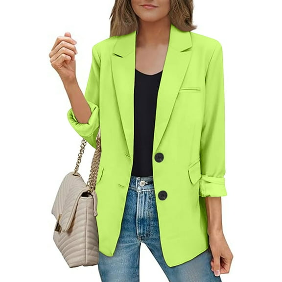 Patlollav Pntutb Fall Womens Bussiness Coats Open Front Long Sleeve Work Office Blazer Jacket with Shoulder Pads 2024