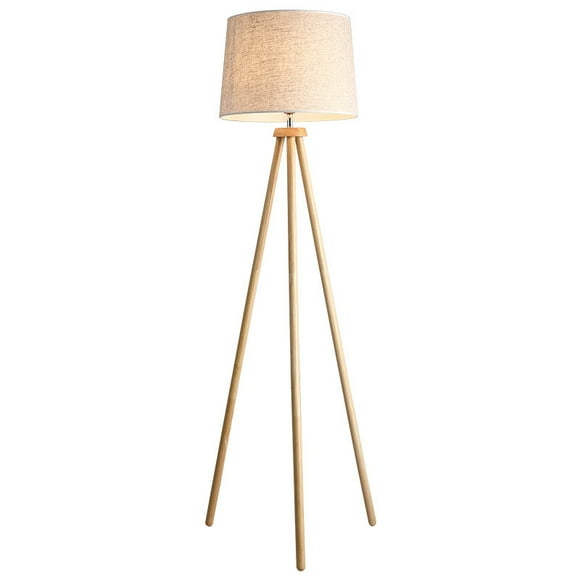 LED Wooden Tripod Floor Lamp, Mid Century Standing Lamp, Modern Design Studying Light With E27 Bulbs Vertical Bedside Lights For Bedroom Home Decoration