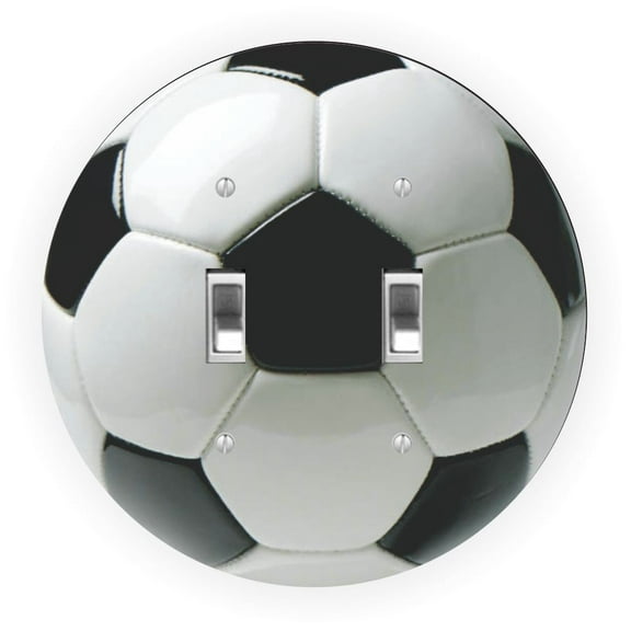 Soccer Ball Design - Round Light Switch Plate Cover - Double Toggle