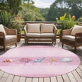 thumbnail image 4 of Round Rug 6Ft Washable Non-Slip, Pink Summer Coastal Circle Area Rugs for Living Room Bedroom, Modern Ocean Waves Starfish Shell Indoor Floor Mats Carpet Runner for Home Decor Aesthetic, 4 of 8