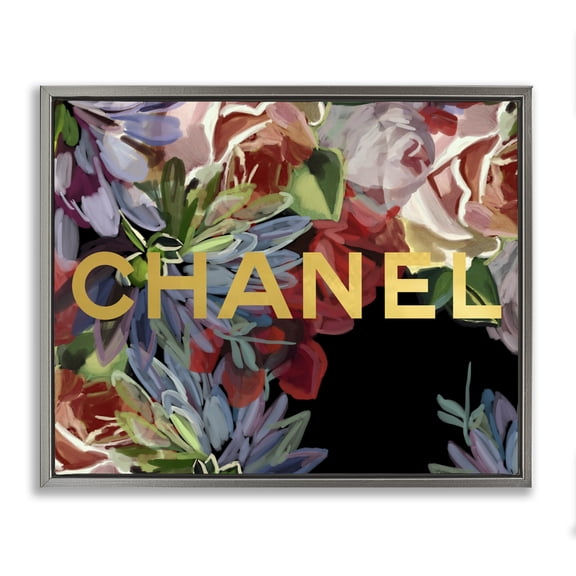 Stupell Industries Contemporary Flower Patterned Glam Brand Gray Floating Frame Canvas Art, 31 x 25, by Amelia Noyes
