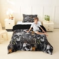 thumbnail image 4 of Homewish Hipple Halloween Skull Twin Comforter Sets,Vintage Rose Floral Bedding Set,Gray Orange,Black Reversible,2 Pieces,1 Comforter and 1 Pillowcase, 4 of 7