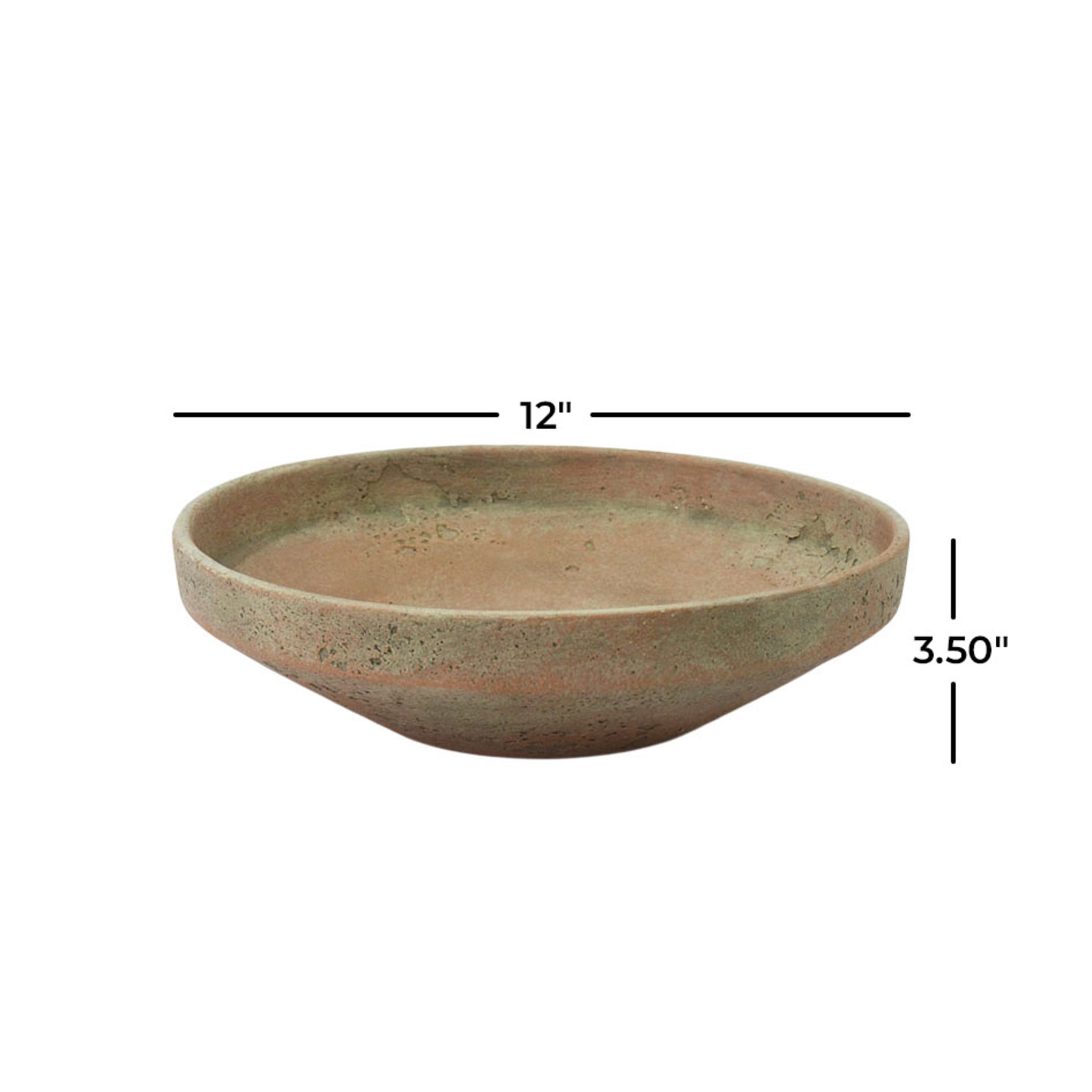 DecMode 12" Round Textured Beige Ceramic Decorative Bowl