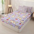 thumbnail image 3 of Manfei Cute Chihuahua Dog Zipper Twin Comforter Sets with Fitted Sheet and 2 Pillowcases, Pet Lover Zipper Bedding Set, Light Lavender, Pink Reversible, 4pcs, 3 of 7