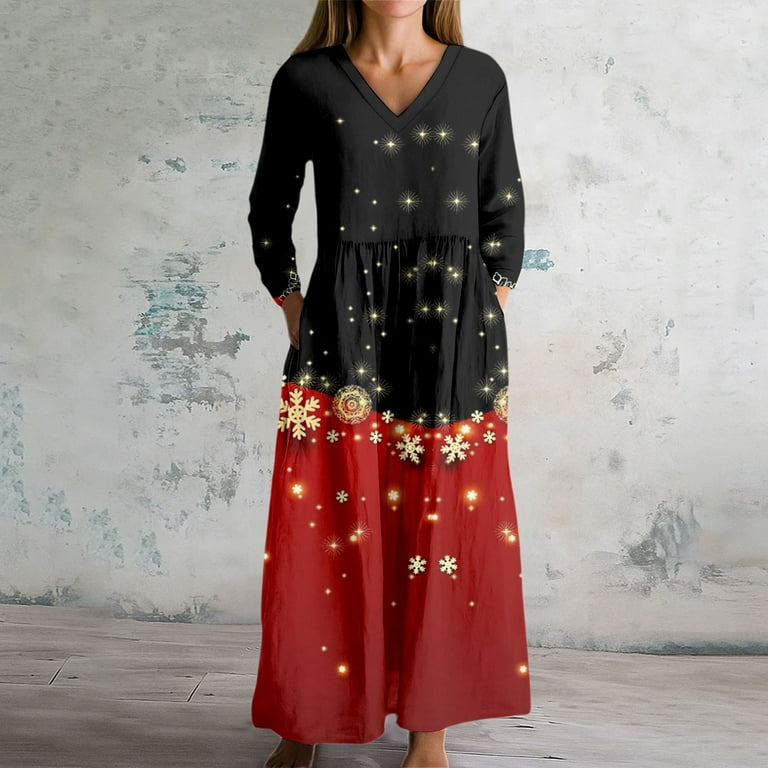 traditional christmas dress women Women Dresses Christmas Dress Warm Costume Outfit Robe Party Gown Fancy V  Neck