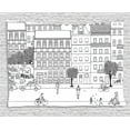 thumbnail image 1 of German Tapestry, Monochrome Sketch of Berlin Square Hand Drawn Urban Scene with People Image, Wall Hanging for Bedroom Living Room Dorm Decor, 60W X 40L Inches, Black and White, by Ambesonne, 1 of 2