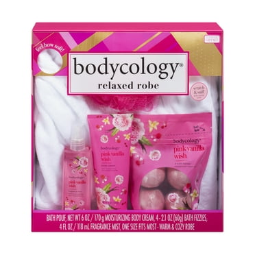 Bodycology Pink Vanilla Wish Relaxed Robe Bath & Body Gift Set, 5 PC