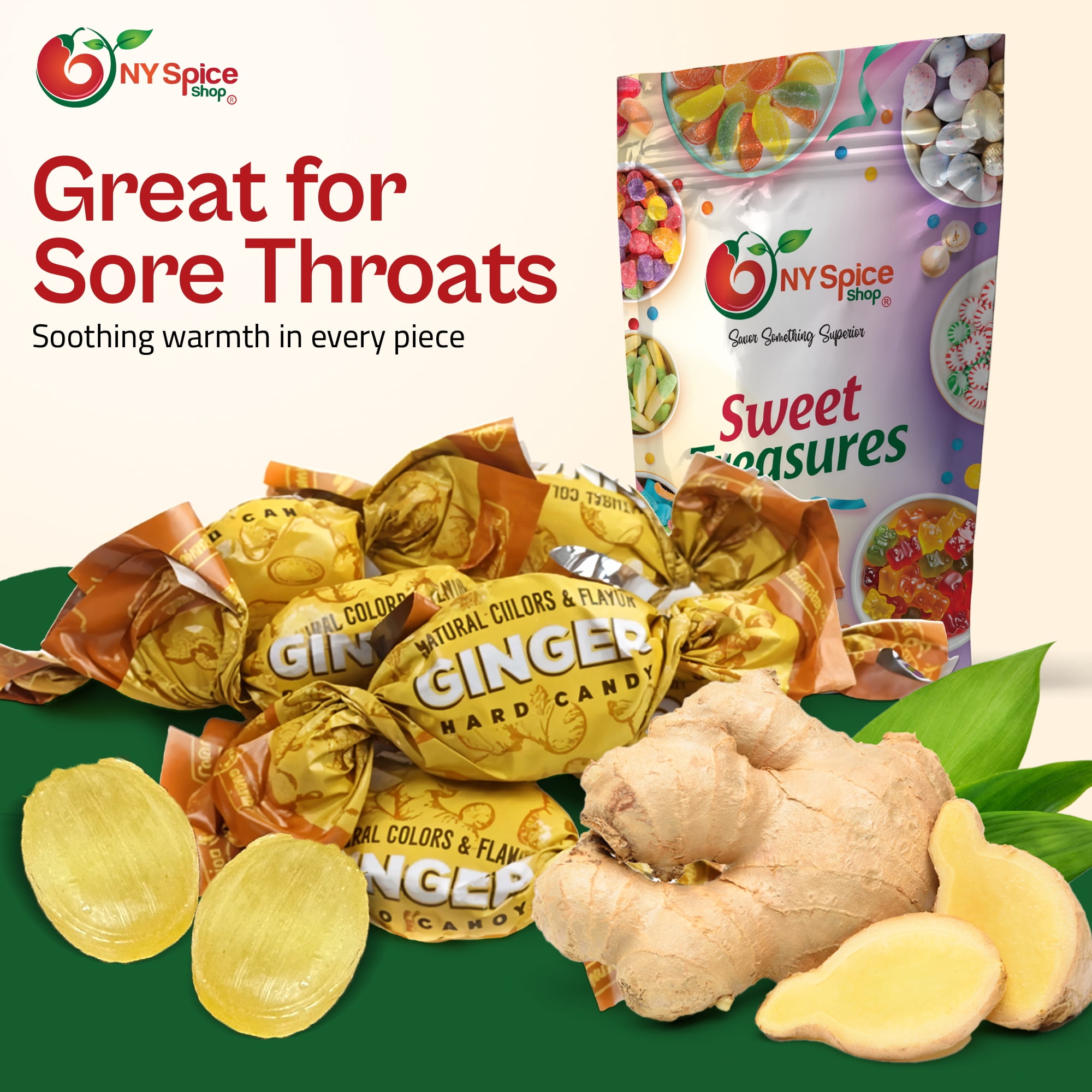 NY SPICE SHOP Ginger Candy - 5 Pound - Ginger Hard Candy - Ginger Candies - Ginger Candy Hard