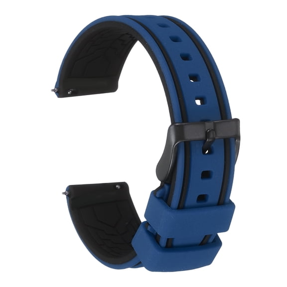 Uxcell Silicone Watch Bands 20mm Width Soft Quick Release Rubber Watch Bands with Matte Black Buckle for Men Women, Dark Blue Black