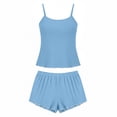 thumbnail image 4 of GUACER Two Piece Pajama Set for Women Ribbed Knit Cami Top and Shorts with Cute Lettuce Trim Summer Loungewear PJs, 4 of 6