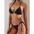 thumbnail image 3 of Conjunto de bikini TASHEHE para mujer, triángulo, corte alto, sexy, negro, 3 of 6