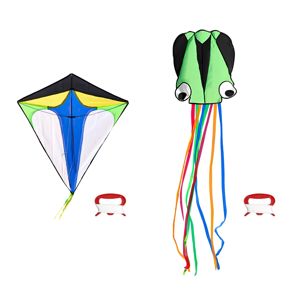 Kepooman Large Green Octopus Kite & Colorblock Diamond Kite with Tail & Lines, 2 Pack Easy Flyer Kites for Family Outdoor Game Activities Kepooman Large Green Octopus Kite & Colorblock Diamond Kite with Tail & Lines, 2 Pack Easy Flyer Kites for Family Outdoor Game Activities