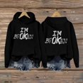 thumbnail image 2 of Telankuip Im Ok Broken Hoodies for Womens Fashion Letter Print Long Sleeve Hooded Sweatshirts Casual Comfortable Athletic Wear Pullover Top 1-Black M, 2 of 3