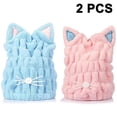 thumbnail image 1 of Juego de 2 piezas: Gorro de microfibra ajustable para secar el cabello, toalla ultra absorbente tipo turbante para el cabello, ideal para mujeres, adultos o niñas., 1 of 5