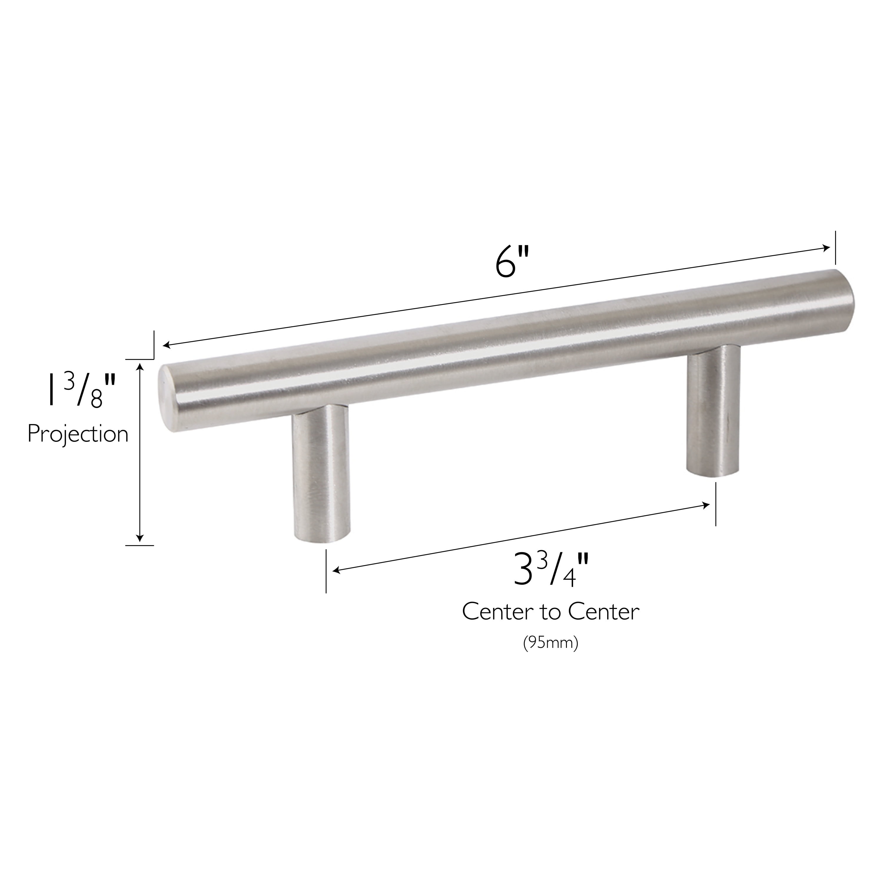 Design House 10-Pack Modern 6" Solid Center-to-Center Cabinet Pulls, Satin Nickel