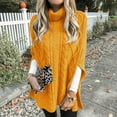 thumbnail image 2 of Women's Turtleneck Oversized Sweaters 2025 Fall Long Batwing Sleeve Spilt Hem Tunic Pullover Sweater Knit Tops Orange XXL, 2 of 6