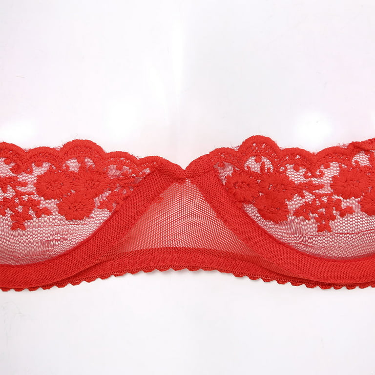 LiiYii Women's Floral Lace Bra 1/4 Cup Push Up Underwire Tops