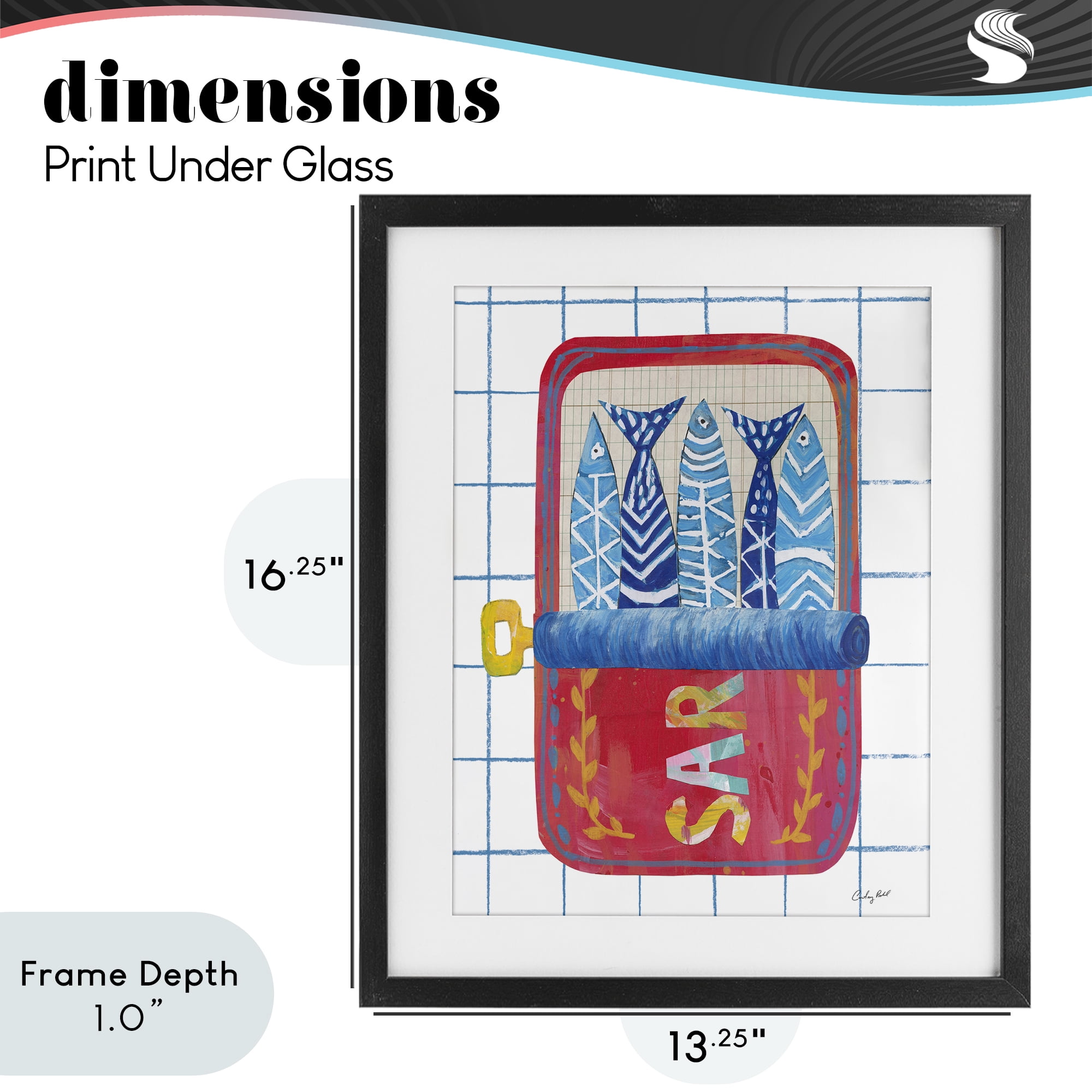 Stupell Industries Silly Sardines Red Tin Black Framed Print Under Glass, design by Courtney Prahl