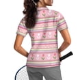 thumbnail image 2 of Whosucclay Striped Floral Pattern Polo Shirts, Soft 1/4 Zip Quick Dry Tennis Shirts for Golf Bowling Exercise Lightweight Size X-Small, 2 of 10