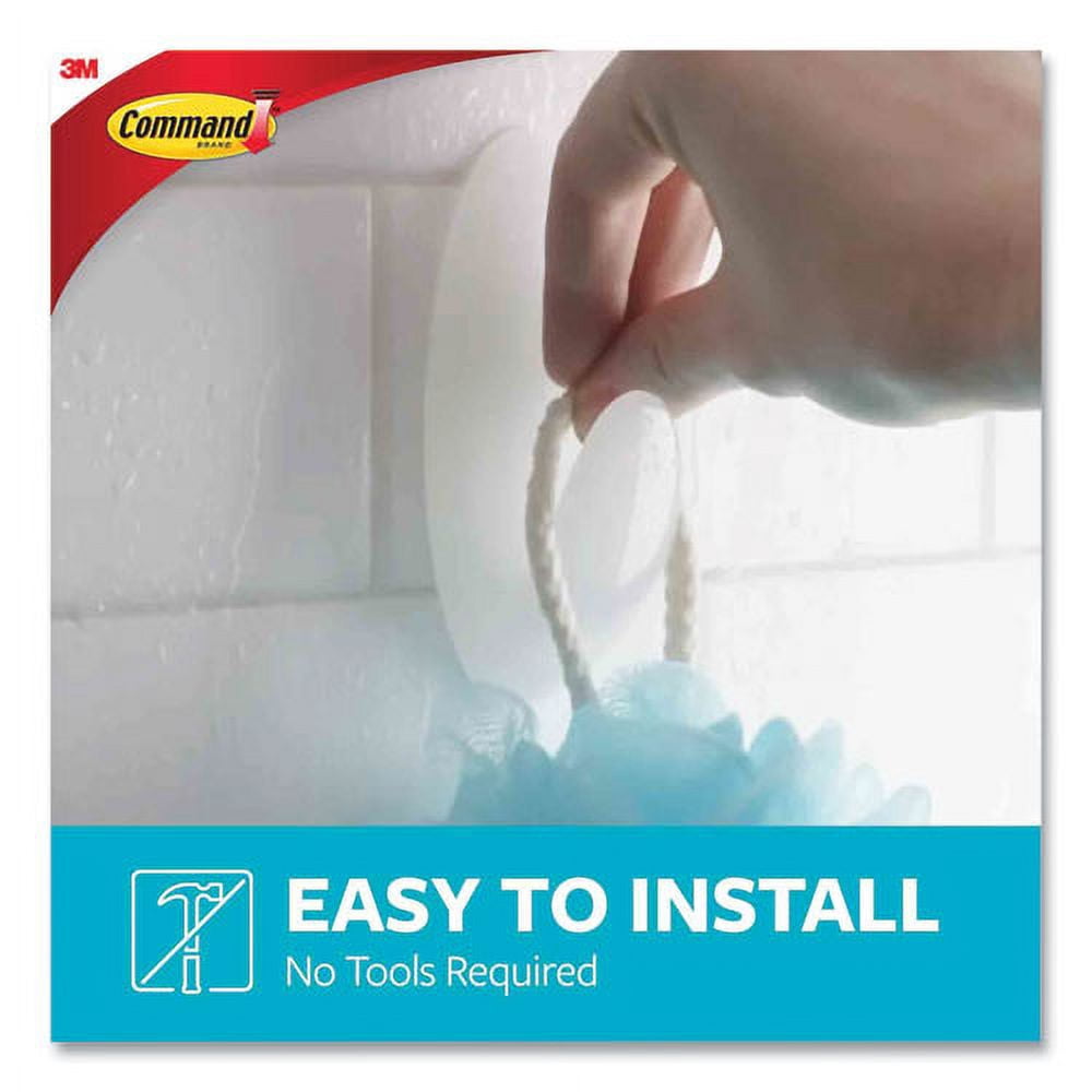Medium Bath Hooks Value Pack, Plastic, White, 3 Lb Capacity, 6 Hooks And 6 Strips | Bundle of 5 Each