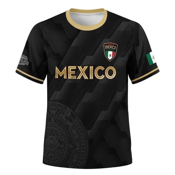 WAYUTE Men's Mexico Soccer Graphic T-Shirt Short Sleeve Athletic Crew Neck Tee with Patriotic Color Details Sporty Casual Top for Game Days