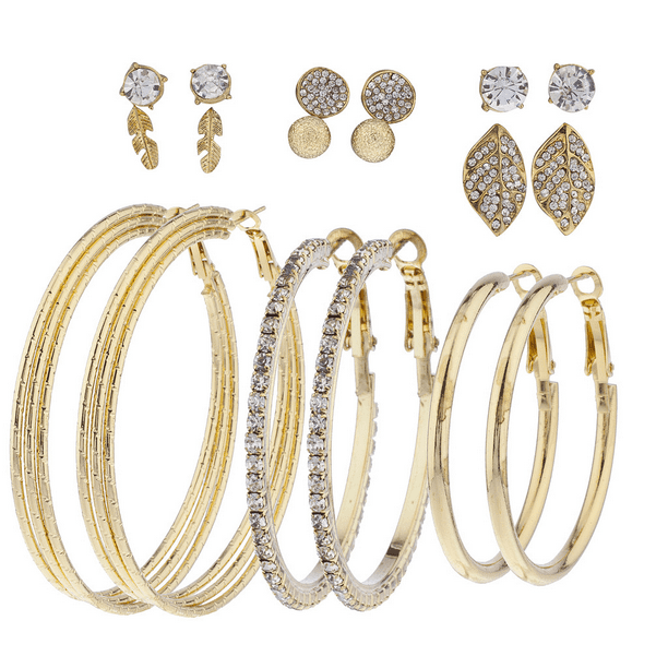 Lux Accessories Lux Accessories Goldtone Boho Bling Fun Earrings Hoop