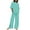 Light Blue, variant on LYXSSBYX 2 Piece Sets for Women Summer Summer Women's Casual Shoulder Sleeved Short Sleeved Round Neck Top/Loose Straight Tube with Pocket Long Pants Set