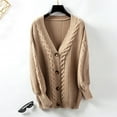 thumbnail image 3 of Scyoekwg Cardigan Sweaters for Women Button Sweater Cardigan Top Coat Winter Warm Jackets Casual Long Sleeve Solid Color Loose Outerwear (Khaki,M), 3 of 8