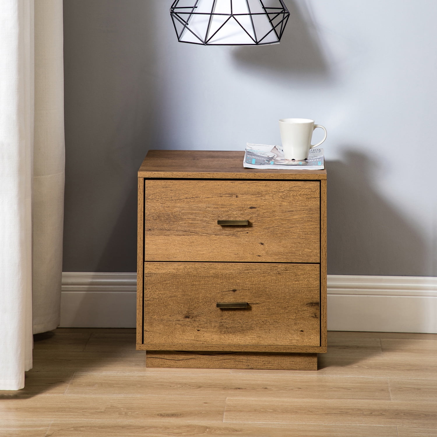 Resenkos Modern Design Wooden End Side Table with 2 Drawers, Nightstand Storage Cabinet for Bedroom,Natural Resenkos Modern Design Wooden End Side Table with 2 Drawers, Nightstand Storage Cabinet for Bedroom,Natural