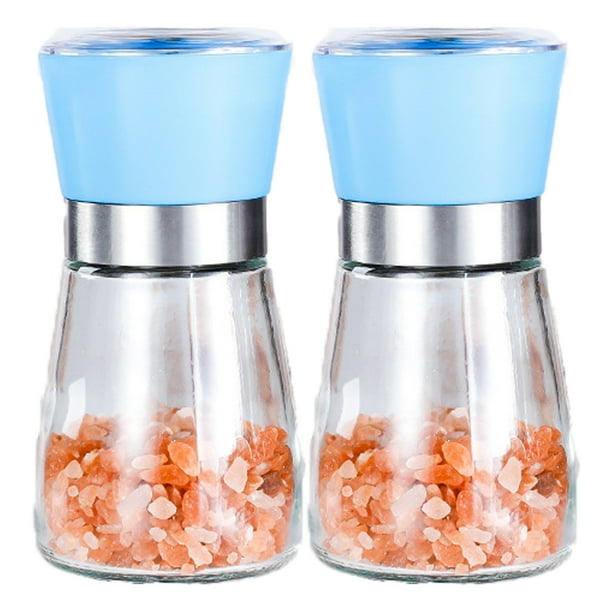 Salt and Pepper Grinder Set, Refillable Pepper Mill Set Brushed
