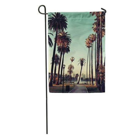 Patio Downtown KDAGR City Los Angeles Downtown Park View Palm Trees California Urban Building Garden Flag Decorative Flag House Banner 28x40 inch ()