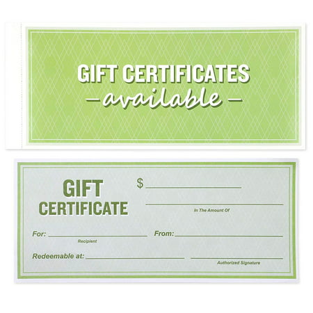 Best Paper Greetings 50-Sheet Gift Certificate Book for Small Businesses, Corporate Events, Personal Gift Giving, 8.5 x 3.5 (Best Personal Trainer Business Cards)