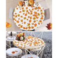 thumbnail image 3 of Round Tablecloth Fall Thanksgiving Elastic Edge Fitted Orange Leaf Pattern Floral Autumn Plastic Table Cover,Waterproof Oil Proof for Dinner,Outdoor, Picnic, 55"- 60" DIA Tables White, 3 of 8