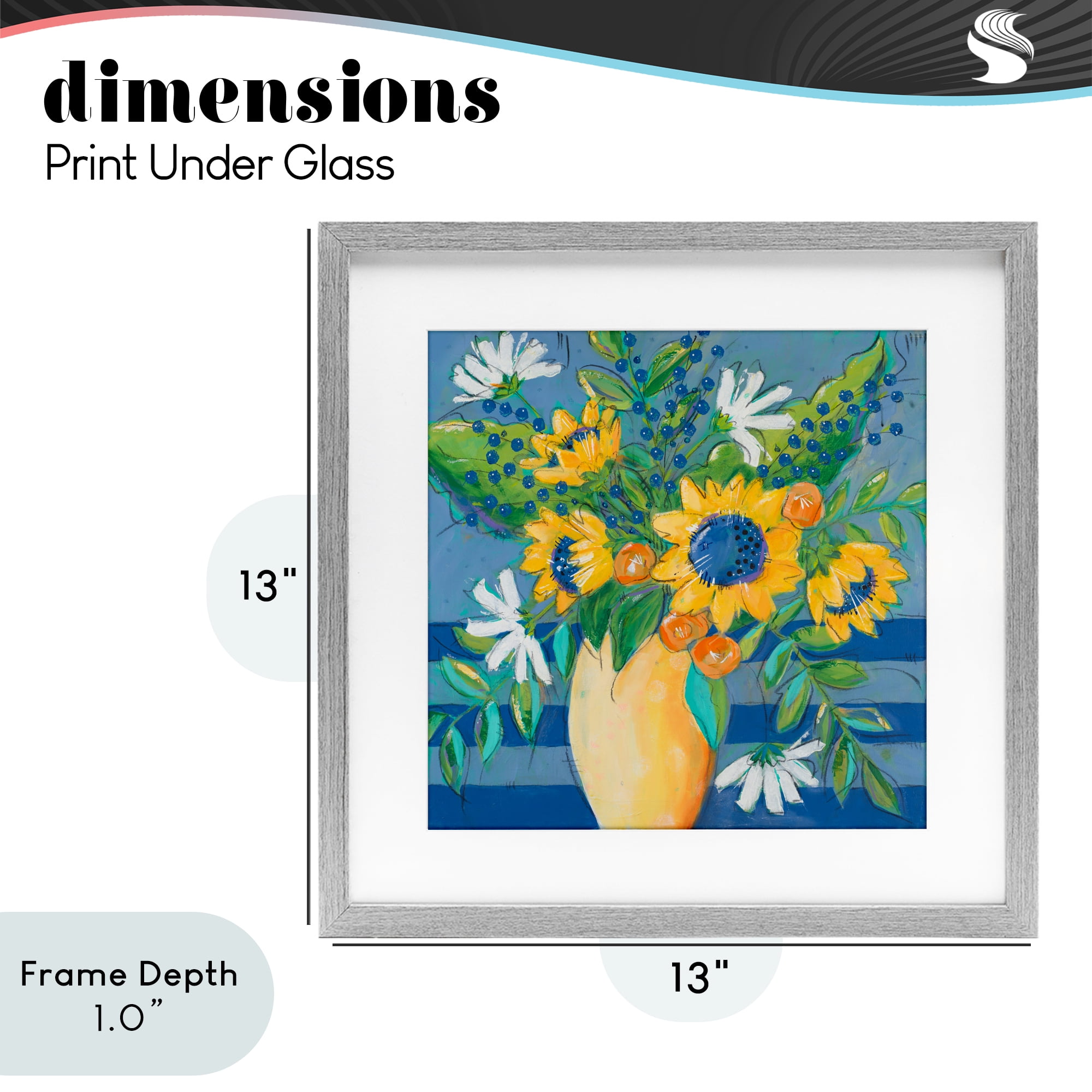 Stupell Industries Floral Bursts Among The Blue Gray Framed Print Under Glass, design by Krinlox