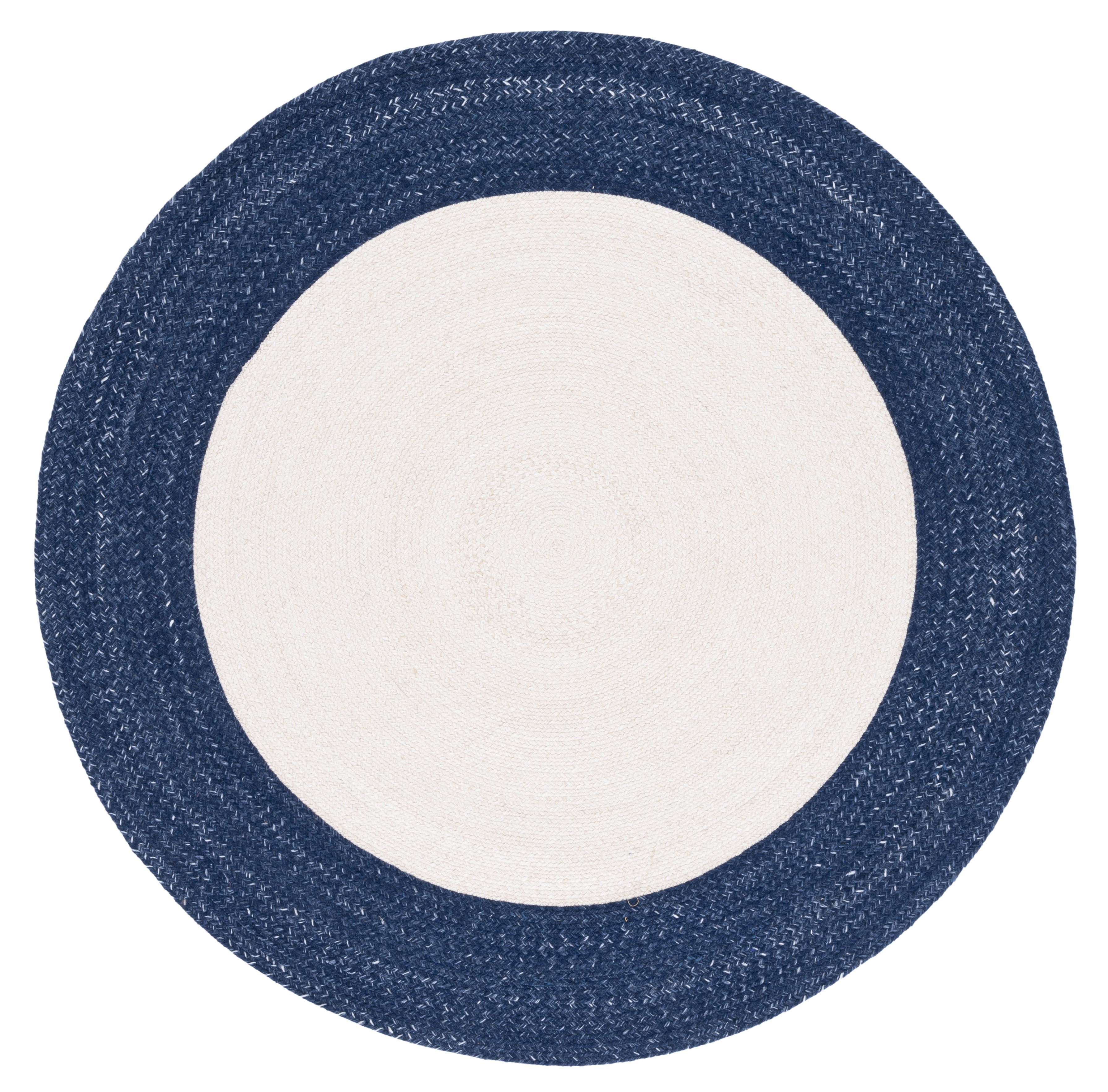 SAFAVIEH Braided Celinda Solid Polyester Reversible Area Rug, Ivory/Navy, 3' x 3' Round