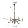 thumbnail image 3 of LNC 6-Light Bronze French Country Wood Chandelier Lighting Fixtures for Dining Room, Off-White, 3 of 12