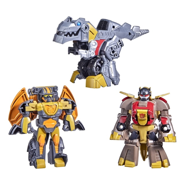 Paquete de 3 figuras convertibles de Transformers Dinobot Adventures, Dinobot Squad Grimlock, Dinobot Snarl y Predaking, juguetes de 4.5 pulgadas, para niños de 3 años en adelante