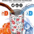 thumbnail image 3 of Floral 30oz Handheld Travel Tumbler with Handle – Double Wall Stainless Steel Insulated Cup, Flip Straw Lid, Leak-Proof & BPA-Free, Durable Hot & Cold Drink Mug,Thanksgiving, Xmas, Spring ,Flower, 3 of 6