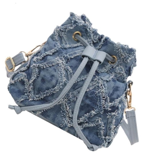 Denims Bucket Bags Drawstring Crossbody Purse Women Ladies Hobos Bags Handbag
