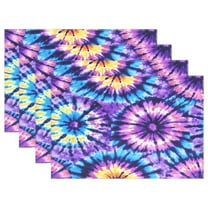 Ryvnso Placemats Set of 4 Art Tie Dye Purple Dining Mats Heat-Resistant Non-Slip Washable Table Mat