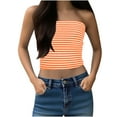 thumbnail image 2 of HongQid Women Strapless Striped Bandeau Tube Tops Y2K Aesthetic Sleeveless Backless Crop Tank Going Out Summer, 2 of 8