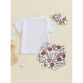 thumbnail image 4 of Suealasg Baby Girl Summer Clothes Short Sleeve Letter Print T-Shirt Tops Baseball Print Shorts Headband Sets 3 6 12 18 24 Months Infant Girl 3Pcs Casual Outfits, 4 of 7