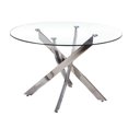 thumbnail image 2 of Star Round Glass Dining Table with Metal Star base in Shinny Gold, Glass Dining Table 36", 2 of 3