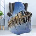 thumbnail image 4 of New York City Soft Flannel Fleece Throw Blanket, Manhattan Island Silhouette with Skyscrapers Towers Famous Island, Cozy Plush for Indoor and Outdoor Use, 50" x 60", Multicolor, by Ambesonne, 4 of 5