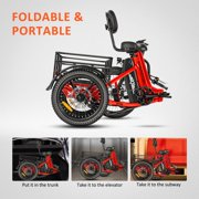 Addmotor CITYTRI E-310 PLUS Folding Electric Trike, 90MI Electric Tricycle for Adults, 750W 48V 20Ah 3 Wheel Electric Bikes, Step-Thru Etrike, Differential, Parking Brake
