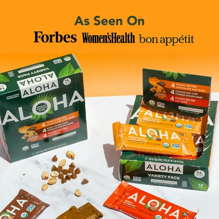 ALOHA, Plant Based Protein Bars, Peanut Butter & Cookie Dough Sampler (Pack of 12)