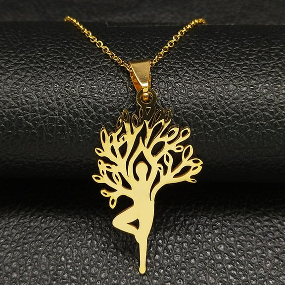 Tree Of Life 14K Yellow Gold Necklace for Women Gold Color Statement Necklaces Jewelry