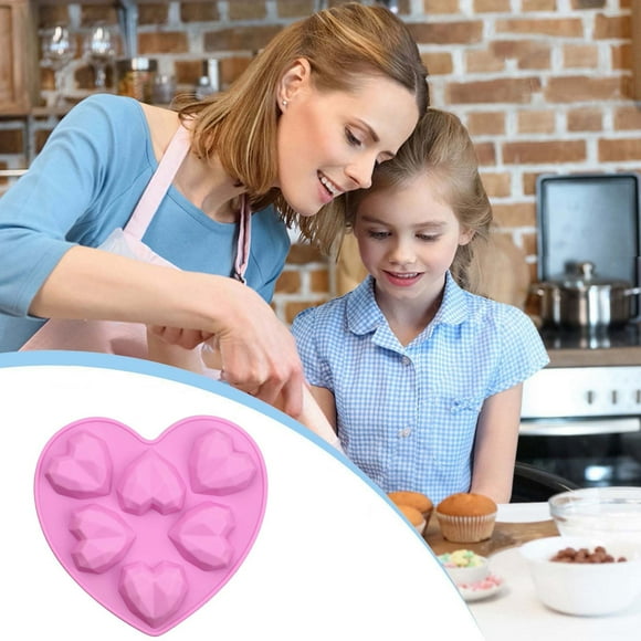 1 Pcs Diamond Heart Love Shape Molds 3D Cake Chocolate Silicone Molds Tray Heart Mold For Dessert Mousses Cheesecake Fondant on Wedding Valentines Party (Pink,8X7.6In & 6X5.8Cm)